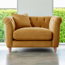 Elsie Chesterfield Ochre Plush Velvet Armchair