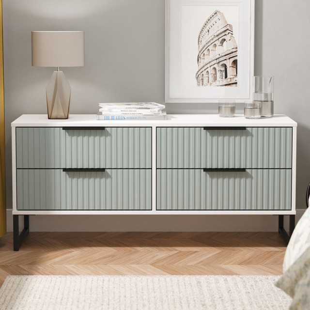Crowndale Fluted 4 Drawer Duck and White Matt Bed Box Ready Assembled - image 1