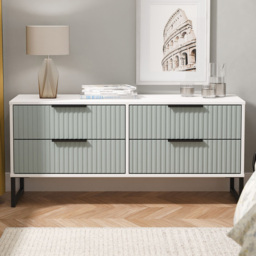 Crowndale Fluted 4 Drawer Duck and White Matt Bed Box Ready Assembled - thumbnail 1