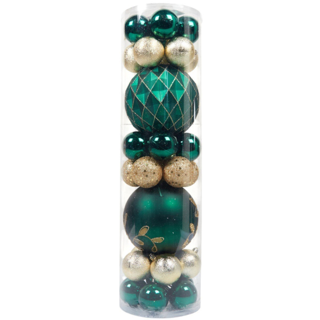 Sleigh Bells Ring Emerald and Gold Bauble 32 Pack - image 1