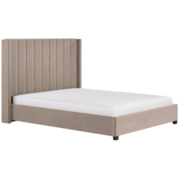 Flair Tiggy Beige Velvet King Size Ottoman Bed with Winged Headboard - thumbnail 2