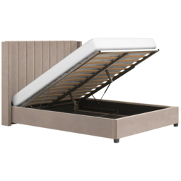 Flair Tiggy Beige Velvet King Size Ottoman Bed with Winged Headboard - thumbnail 3