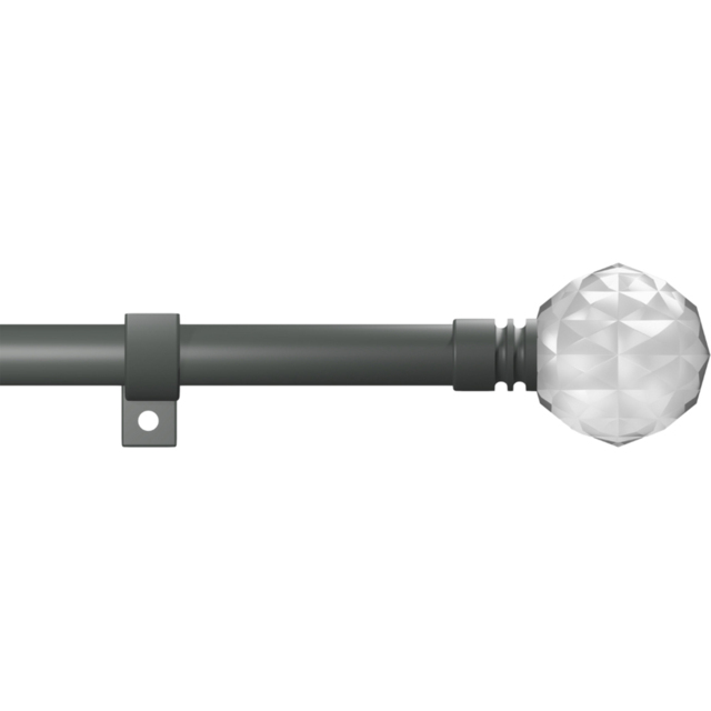 Caecus 120-220cm Extendable Metal Eyelet Painted Grey Crystal Curtain Pole - image 1