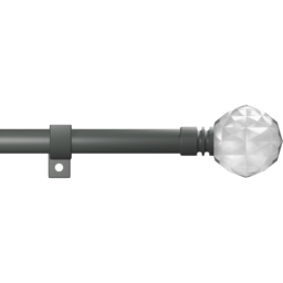 Caecus 120-220cm Extendable Metal Eyelet Painted Grey Crystal Curtain Pole - thumbnail 1