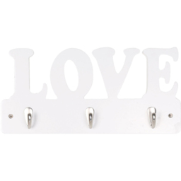 White Satin 3 Hook Love Coat Rail
