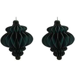 The Seasonal Gift Co Dark Green Paper Ornate Bauble with Gold Edge 15cm 2 Pack
