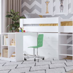 Kudl White Mid Sleeper with Desk and Drawers - thumbnail 2