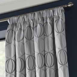 Alan Symonds Ome Jacquard Lined Pencil Pleat Taped Top Curtains Silver 117 x 228cm - thumbnail 2
