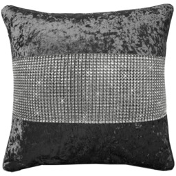 Intimates Diamonte Crushed Velvet Charcoal Filled Cushion 43 x 43cm 2 Pack