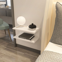 Decorotika Ramira 2 Shelf White Floating Bedside Table - thumbnail 3