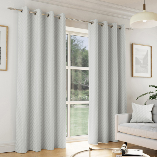 Enhanced Living Tokyo Grey Velvet Embossed Eyelet Thermal Curtains 168 x 183cm - image 1