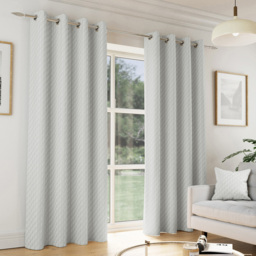 Enhanced Living Tokyo Grey Velvet Embossed Eyelet Thermal Curtains 168 x 183cm