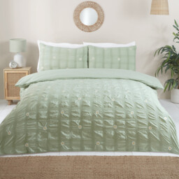 Darcey Embroidered Duvet Set Sage Green Double - thumbnail 1