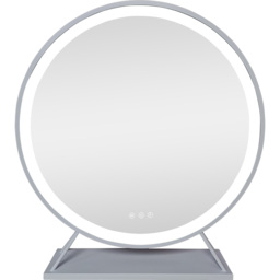 White Round Standing Hollywood LED Mirror - thumbnail 1