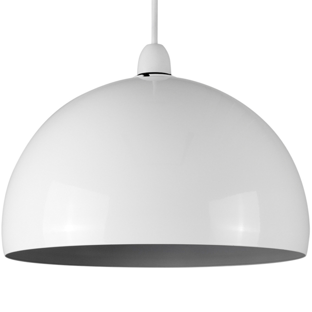 ValueLights Curva Gloss White and Grey Metal Dome Pendant Shade - image 1