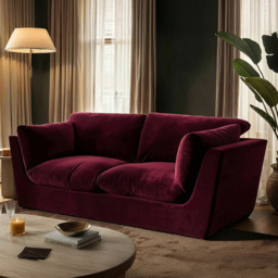 SOLACE+CO Orson 3 Seater Burgundy Velvet Sofa