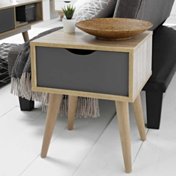 Scandi Single Drawer Grey Oak Effect Side Table