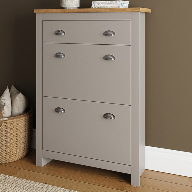GFW Lancaster Grey 2 Door 1 Drawer Shoe Cabinet - image 1