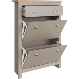 GFW Lancaster Grey 2 Door 1 Drawer Shoe Cabinet - thumbnail 3