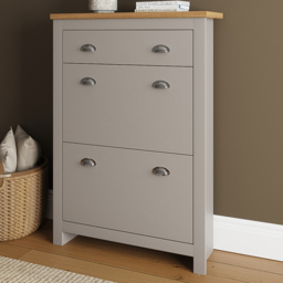 GFW Lancaster Grey 2 Door 1 Drawer Shoe Cabinet - thumbnail 1