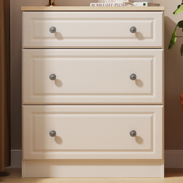 Crowndale Norfolk Kashmir Ash and Bardolino Oak 3 Drawer Deep Chest of Drawers Ready Assembled - image 1