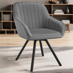 tectake Grey Velvet Swivel Accent Lounge Armchair Set of 2