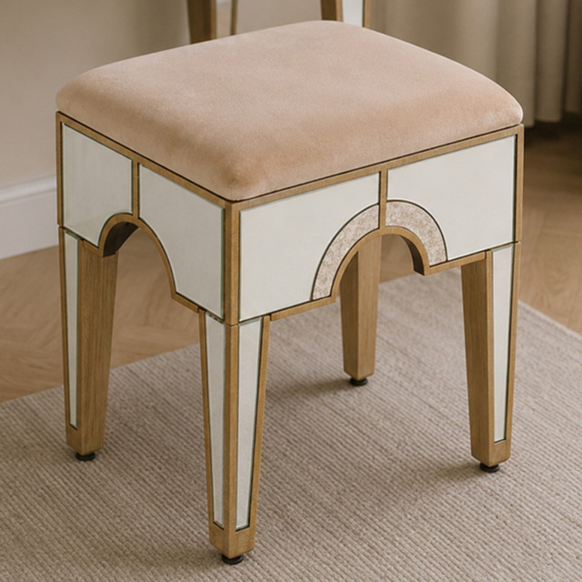 Premier Housewares Knightsbridge White and Beige Wooden Stool - image 1