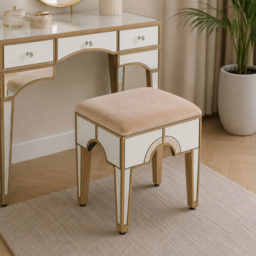 Premier Housewares Knightsbridge White and Beige Wooden Stool - thumbnail 2