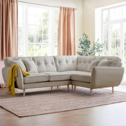 Opry Faro 4 Seater Button Back Linen Corner Sofa