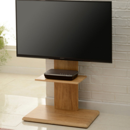 TTAP Single Shelf Oak Effect Floor Pedestal TV Stand with Swivel Mounting Bracket