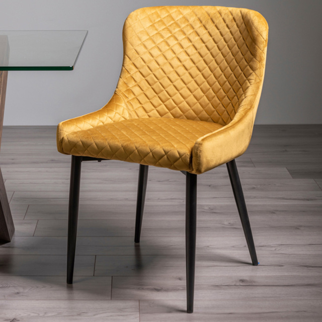 Bentley Designs Cezanne Mustard Velvet Dining Chair Set of 2 - image 1