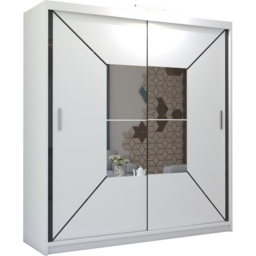 M N Furniture Nicle 2 Door White Mirrored Sliding Wardrobe 120cm - thumbnail 2