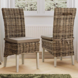 FWStyle Maya Set of 2 Light Finish Kubu Rattan Dining Chairs