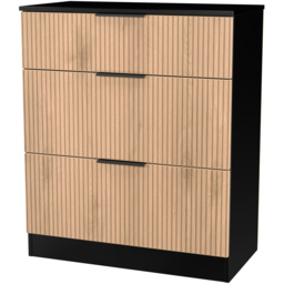 Crowndale Java Slatt Effect and Black 3 Drawer Deep Chest - thumbnail 4