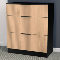 Crowndale Java Slatt Effect and Black 3 Drawer Deep Chest - thumbnail 1