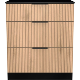 Crowndale Java Slatt Effect and Black 3 Drawer Deep Chest - thumbnail 2