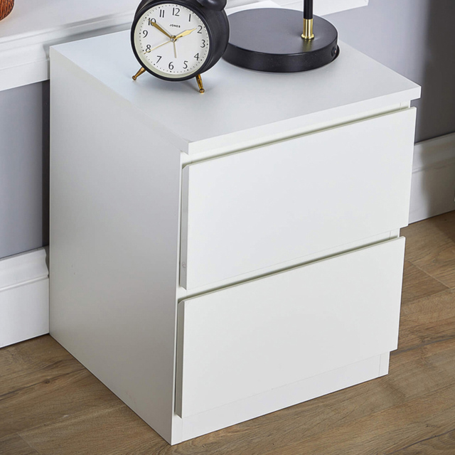 Home Source Lugano White 2 Drawer Bedside Cabinet - image 1