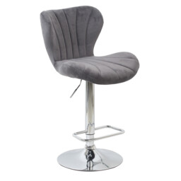 Grey Velvet Shell Bar Stool - thumbnail 2