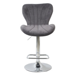 Grey Velvet Shell Bar Stool - thumbnail 3