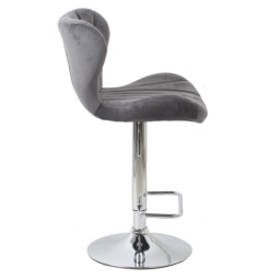 Grey Velvet Shell Bar Stool - thumbnail 4