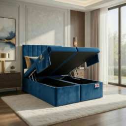 DS Living Aria Blue Single Plush Ottoman Bed - thumbnail 2