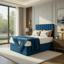 DS Living Aria Blue Single Plush Ottoman Bed - thumbnail 4