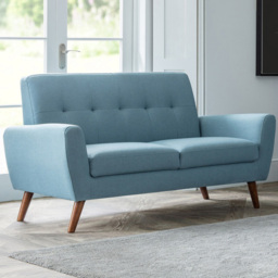 Julian Bowen Monza 2 Seater Blue Compact Retro Sofa - thumbnail 1