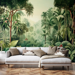 Origin Murals Jungle Trees Light Green Wall Mural