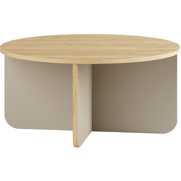 Decortie Hillary Round Oak and Sandstone Coffee Table - thumbnail 2