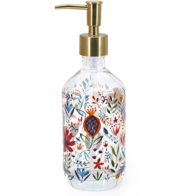 Multicolour Floral Glass Soap Dispenser