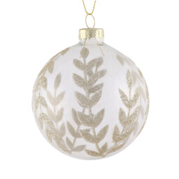 Single Blushing Ballroom Clear Leaf Design Christmas Bauble in Assorted styles