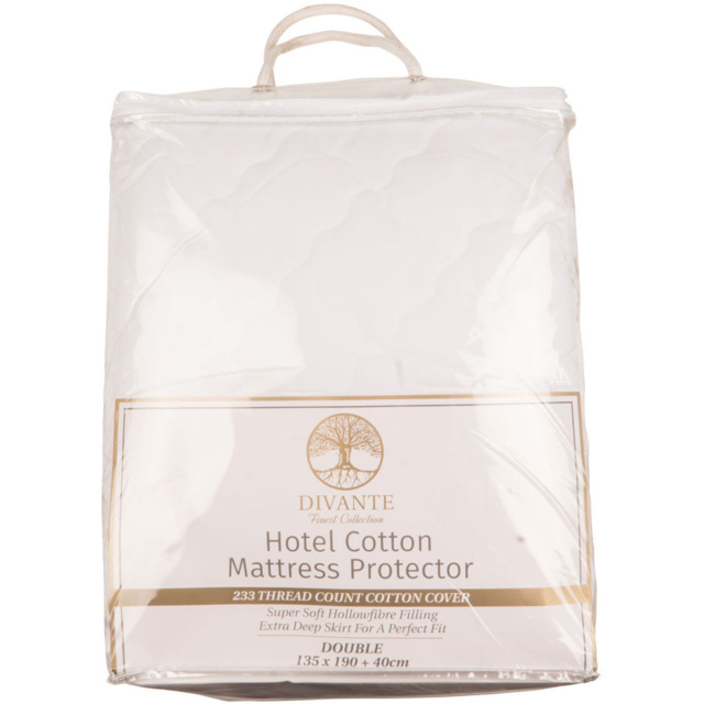 Divante Finest Hotel Double White Cotton Mattress Protector