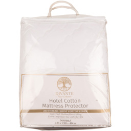 Divante Finest Hotel Double White Cotton Mattress Protector