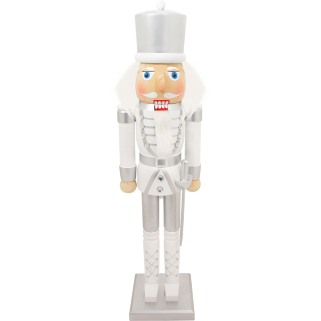 The Christmas Workshop White and Silver Wooden Nutcracker Soldier 50cm - image 1